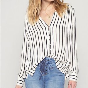 Amuse Society Stripe Long Sleeve Button Up Top